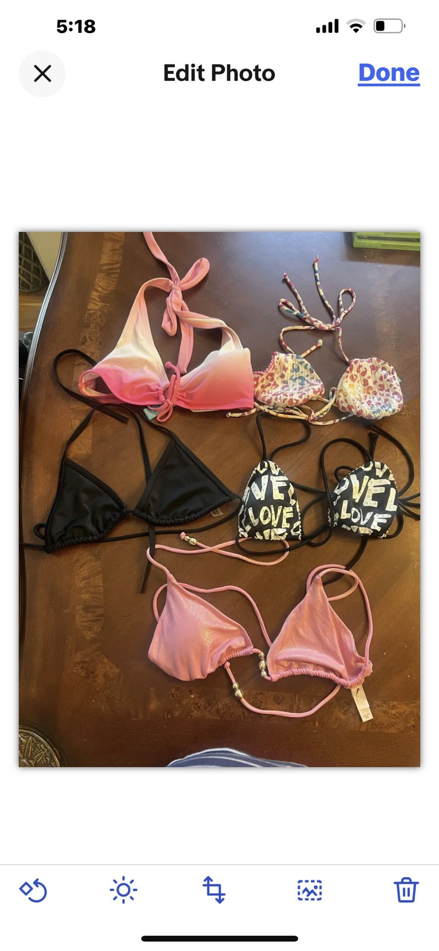 Victoria's Secret PINK Women's SZ XS LOT Of 5 Bikini Tops Beach Summer