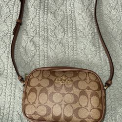 Coach Mini Jamie Camera Crossbody – Brown Signature Canvas – Excellent Condition