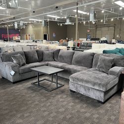 Grey U Shaped Sectional Couch 