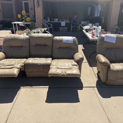 Leather Couch and Recliner