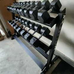 NEW Rubber Hex Dumbbells 5lb - 50lb Dumbbell Pairs Olympic Weights Home Gym Workout Equipment Fitness Weight Set 