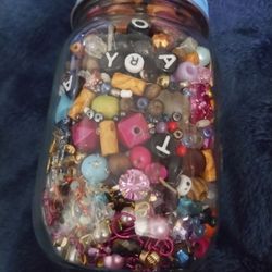 Jar Of Beads/Jewelry 