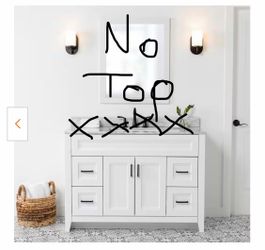 48” NO TOP BATHROOM VANITY CABINET WHITE COLOR