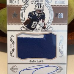 2020 Ceedee Lamb National Treasures Crossover Rookie Patch On Card Auto 52/99