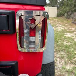 Puerto Rico Jeep Wrangler 2007-2018 Stainless Steel Tail Lights Cover/Flag