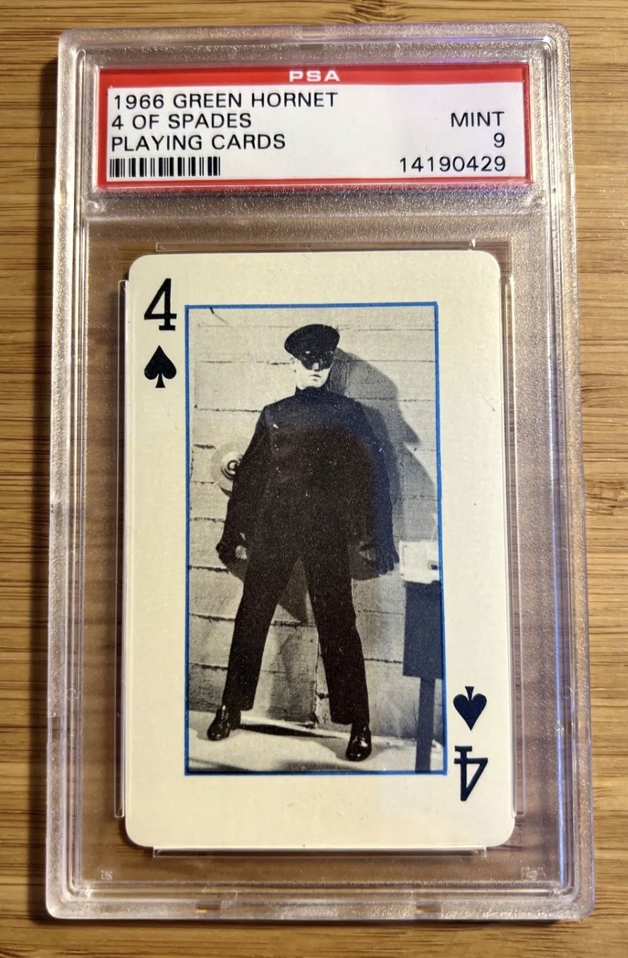 1966 Green Hornet 4 Of Spades Playing Card PSA 9 MINT. “BRUCE LEE” ROOKIE CARD