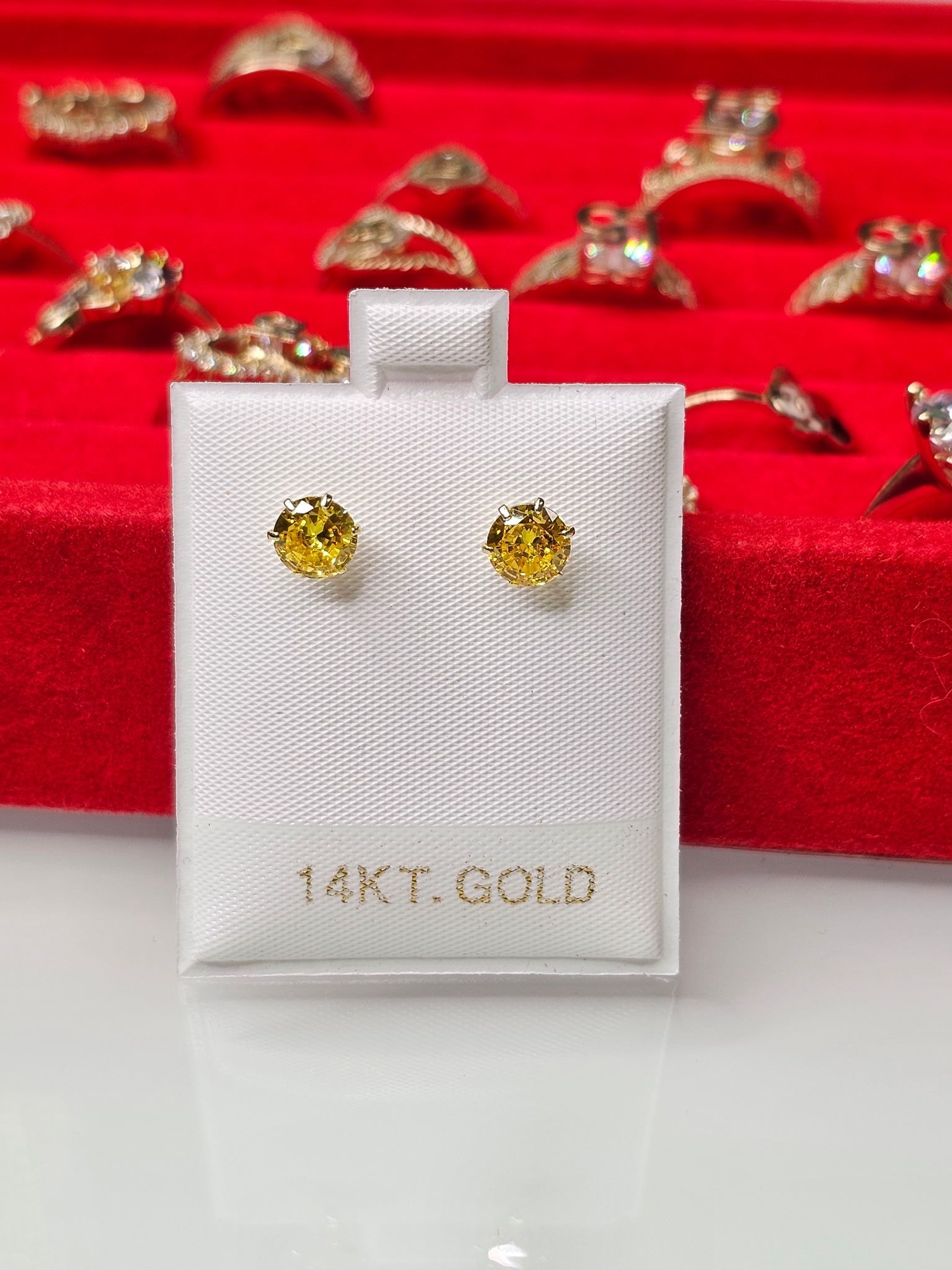 Yellow 14K Gold Zirconia Studs