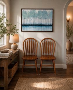 Solid Wood Windsor Dining Chairs – Set of 2 – Excellent Condition