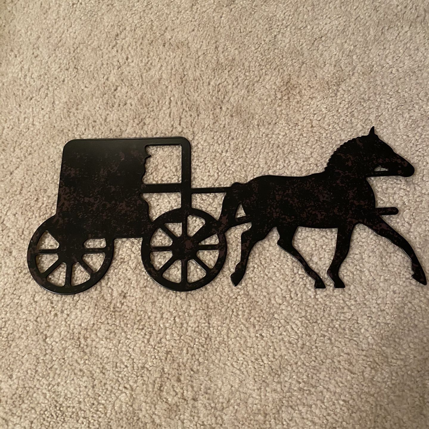 Metal Amish Horse and Buggy Silhouette Wall Decor