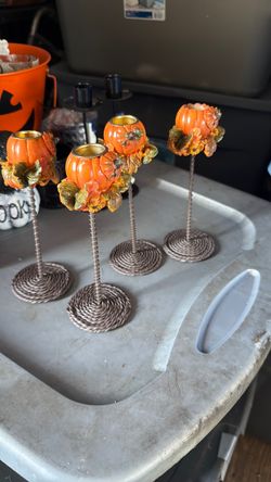Halloween pumpkin candle holders