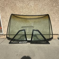 Nissan 240sx Coupe Front Windshield And Side Tab Windows 