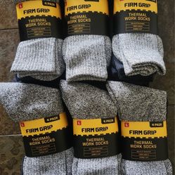 Firm Grip Mens Thermal Work Socks, 4 Pairs Size L