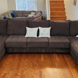 Ashley Furniture Oversized Double-Chaise Sectional – Dark Gray Plush & Like New!iMore On My Page
