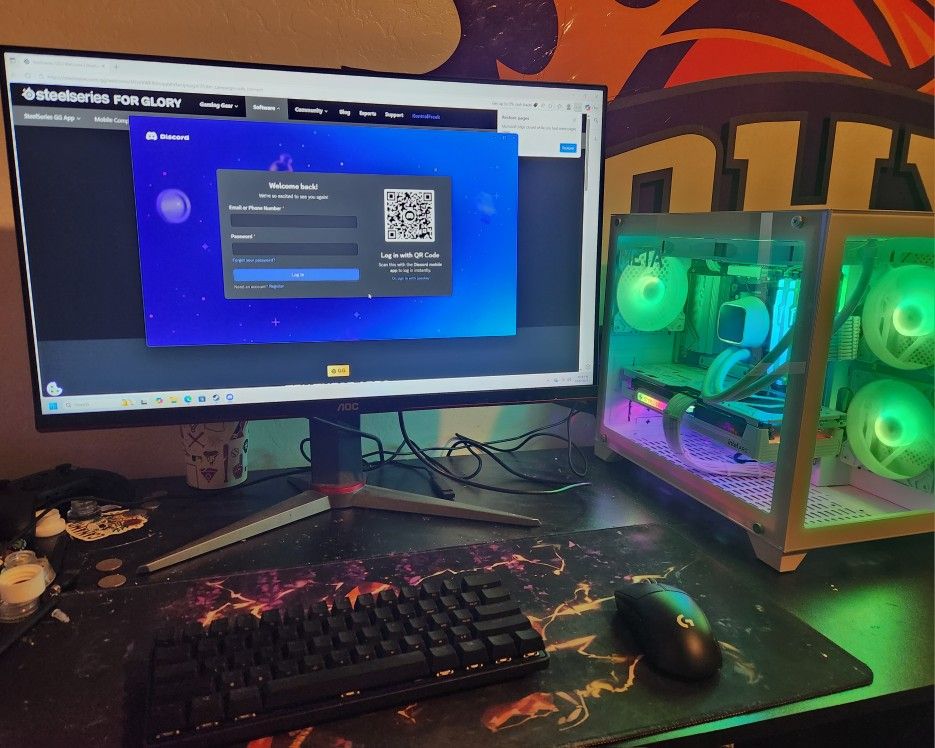 Full Pc Setup. Pc, Monitor, Wireless Gaming Keyboard, Wireless Gaming Mouse