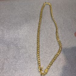Nice Cuban Lock 18k Filled Gold Chain Sterling Sliver Overlay 