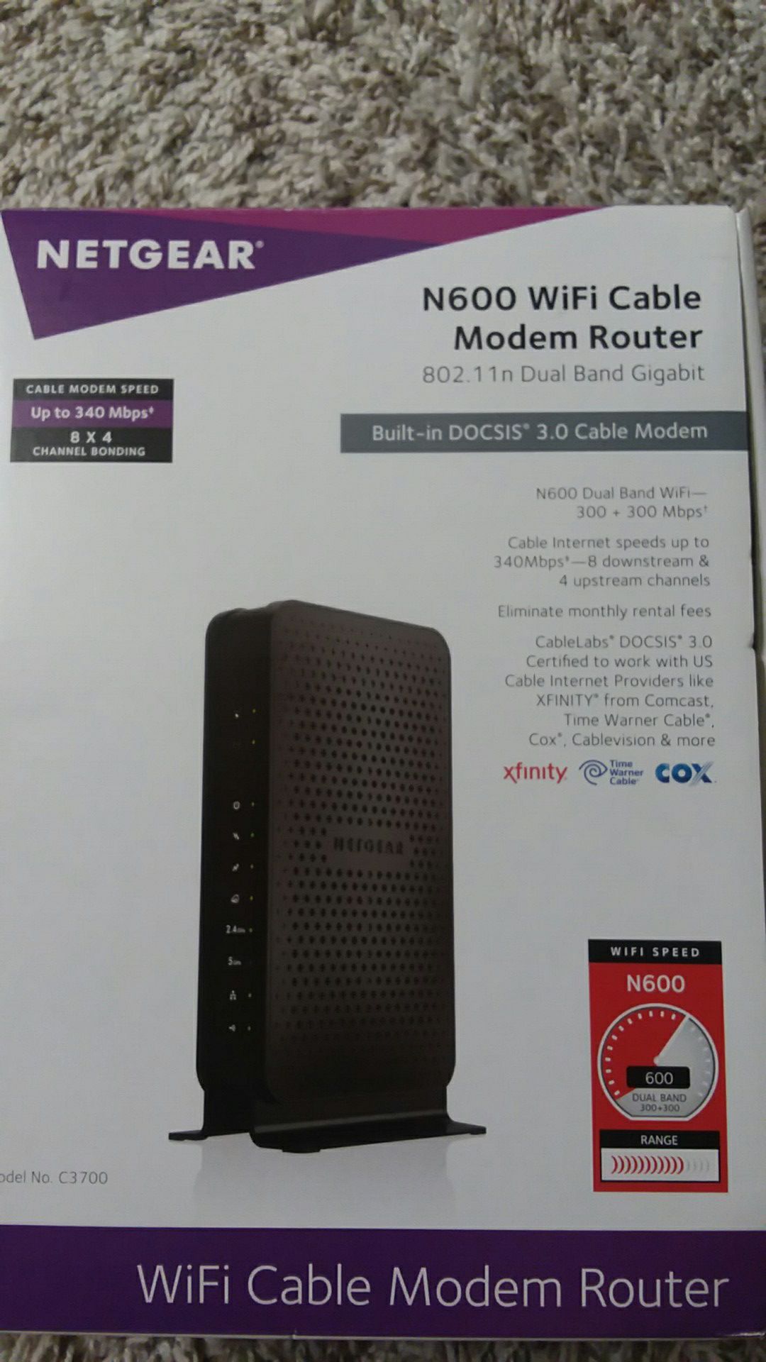 NETGEAR N600 WiFi Cable Modem Router