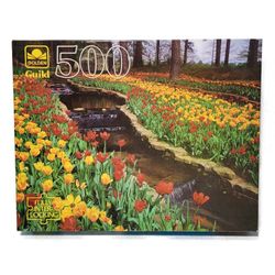 New Golden Guild Jigsaw Puzzle Hodges Gardens Tulips Stream 500 pc Sealed
