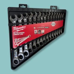 Milwaukee Metric Ratcheting Combination Wrench Set (15-Piece)