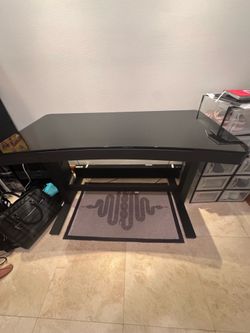 Metal and glass standing desk