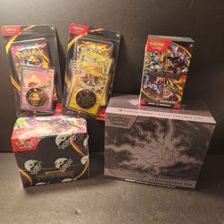 New Pokemon Mega Lot Pitch Black Booster Box PC Elite Trainer Box ETB Booster Bundle Premium Checklane Blister Slowpoke Luxray 55 Packs