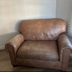 Oversized leather Chair And Half