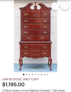 Beautiful Classy 2 Piece/Level Queen Anne Highboy Dresser/Tall Chest Dresser Drawer