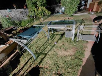 Glass desk and chair