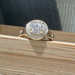 IGI Certified 14K Gold 1.55ct  Halo Brilliant Round Lab Grown Diamond Ring 6