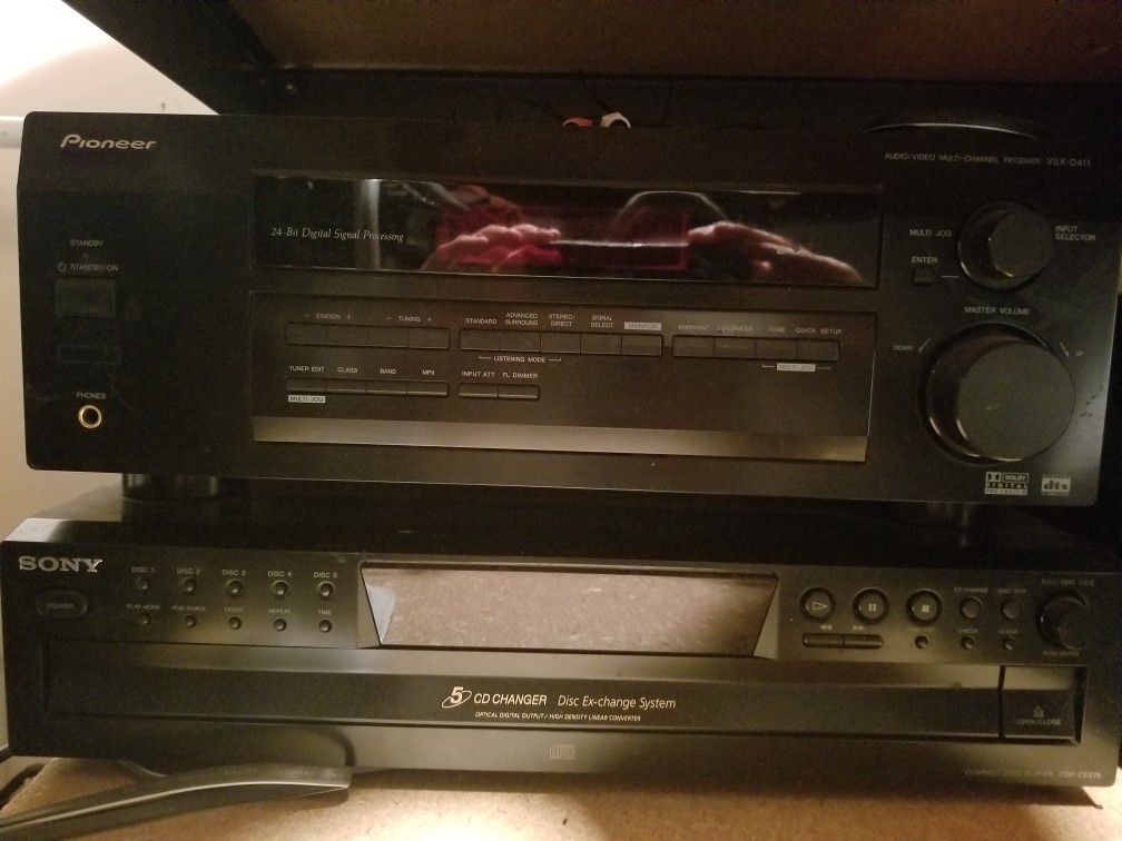 Pioneer receiver plus sony CD changer and speakers
