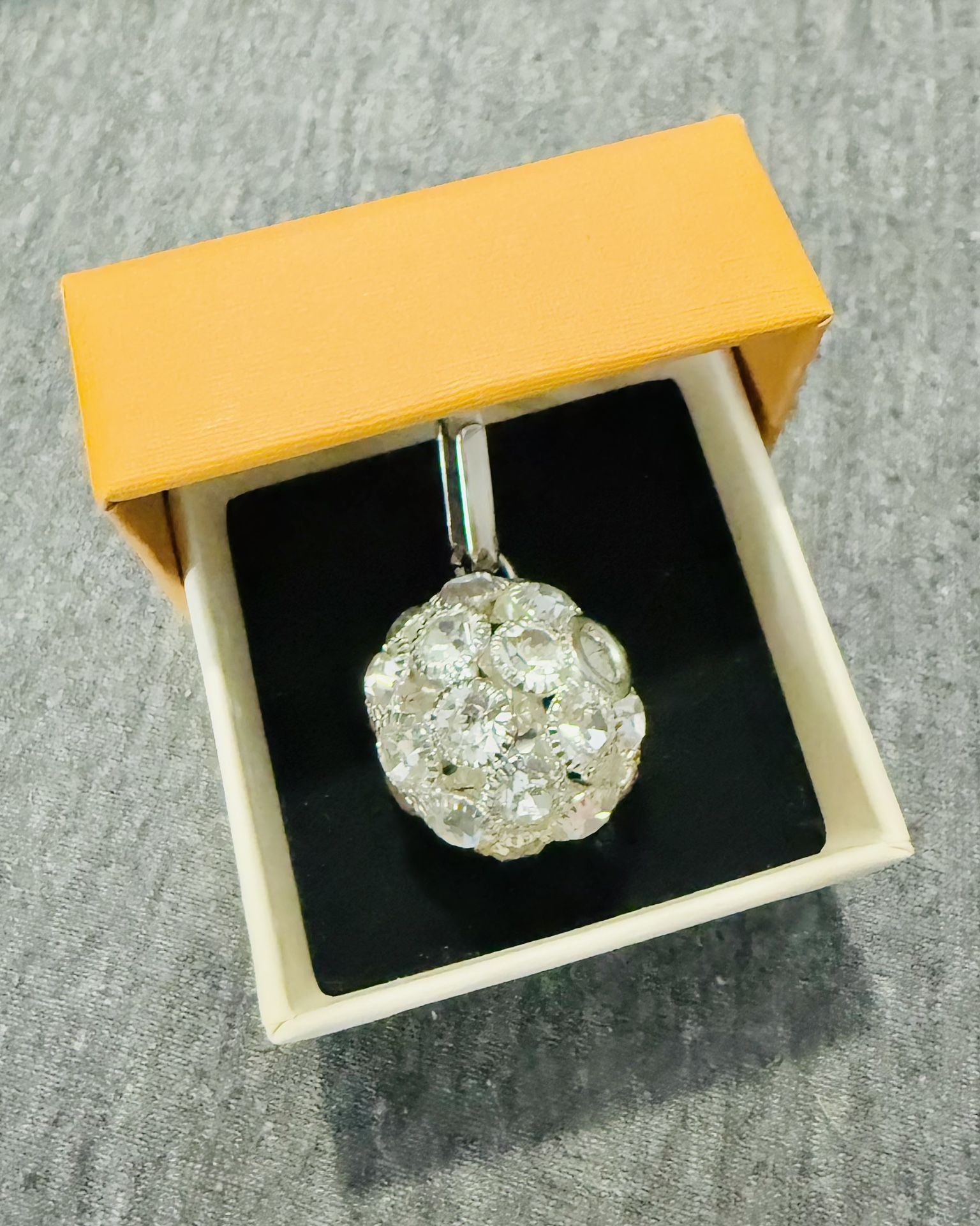 Unique Crystal Ball Silver Festive Holiday Charm Pendant Statement Necklace On Chain