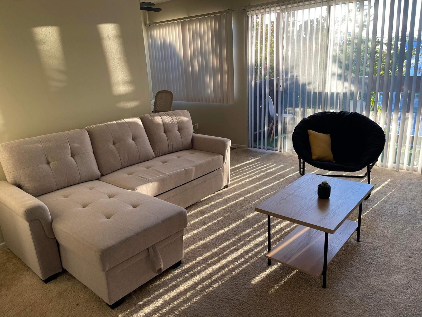 Fabric Convertible Sectional Sofa Pull Out Bed Couch Storage