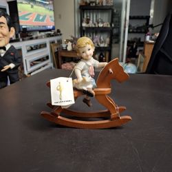 Montefiori Collection, Boy On A Rocking Horse With His Cat, Handcrafted & Finished In Italy 🇮🇹  6.5"H X 6.5"W