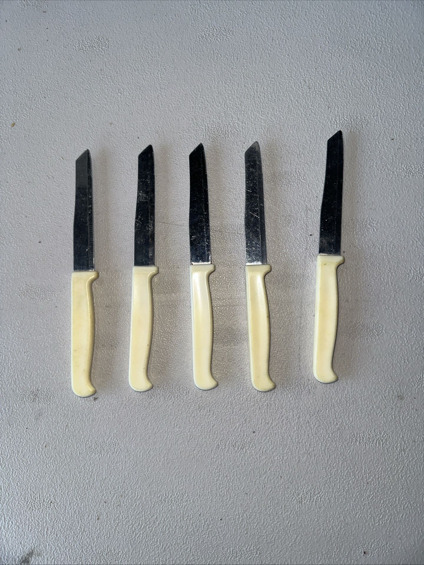Five Vintage Stainless Steel Knives