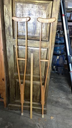 Antique Wood Crutches Adjustable Height