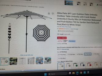 Abba Patio 9FT Outdoor Patio Umbrella Black & White Stripe