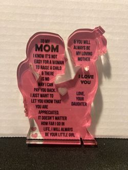 Pink Acrylic Plaque Shaped Like A Mother & Daughter Birthday Mother's Day Retirement - Fancy Home & Office Decoration, Acrylic Plaque