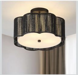 Rattan Ceiling Light Fixture Flush Mount