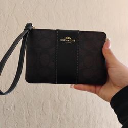 Brown And Black Coach Wristlet 