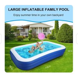 Large Inflatable Family Pool 118x68x22 in