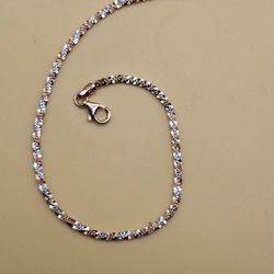 ✨ Two-Tone Rose Gold Over S925 Sterling Silver Bracelet | Twisted Rock | 7.5in, 2mm ✨