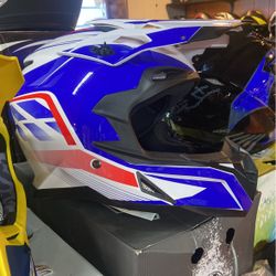 New Blue White And Red Dot Off Rod Dirt Bike Motorcycle Helmet $90