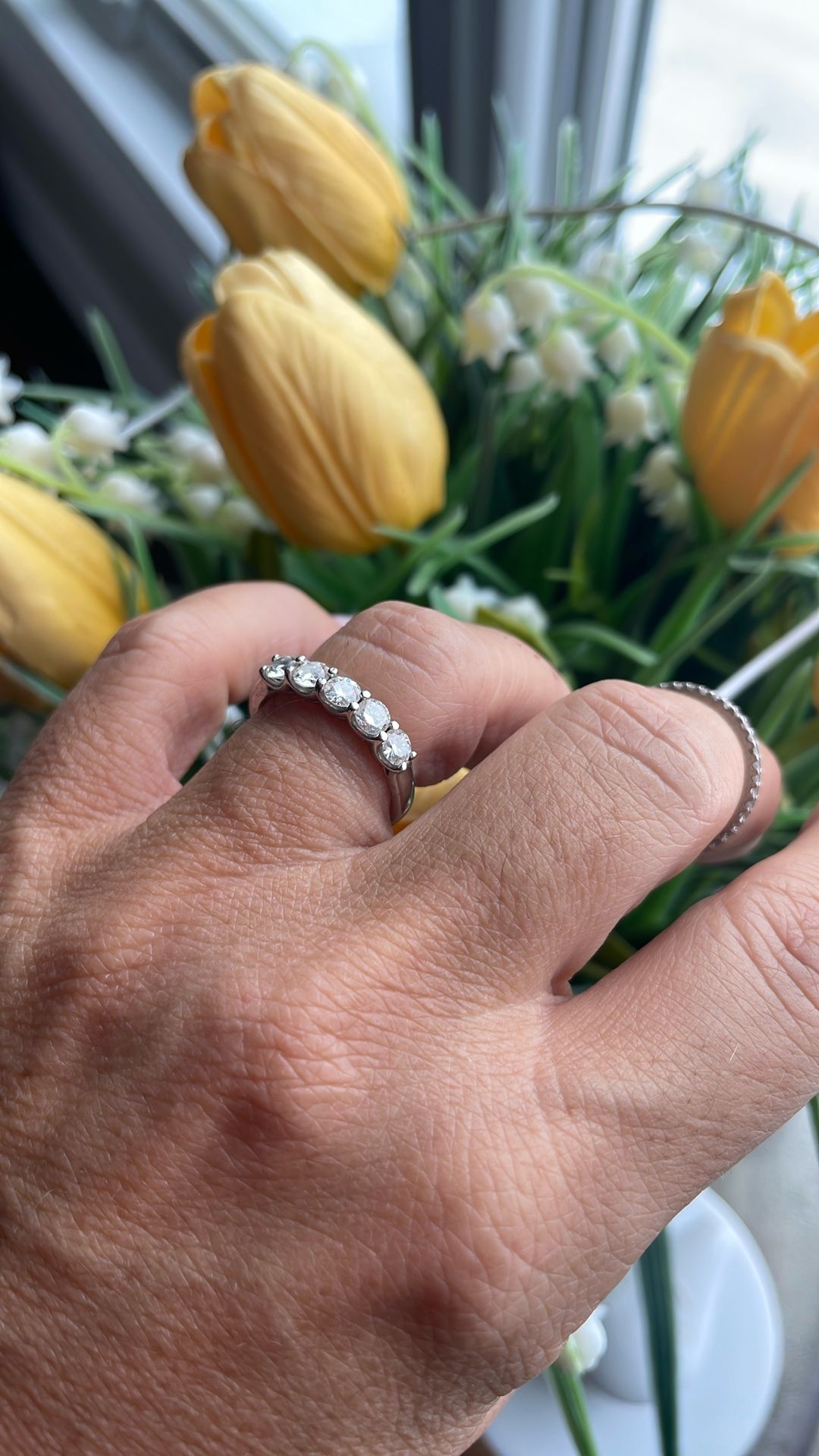 14k White Gold 1.00 Five Stone Ring