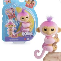 Fingerlings Interactive Baby Monkey Harmony Pink Touch Reacts 70 + Sounds New