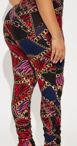 • New Love Brand Baroque Red Stacked Leggings Size 1X (Fits L-XXL)