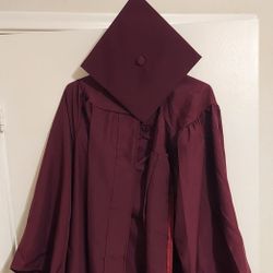 Maroon Graduation Cap and Gown