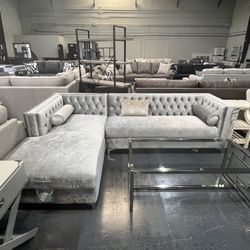 Silver Velvet Sectional