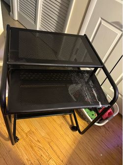 Black 3 tier Metal Rolling Storage Cart / Shelf