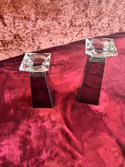 Z Gallerie Prism Candle Holders | Aubergine Mirrored Glass | Set of 2 | $50 OBO
