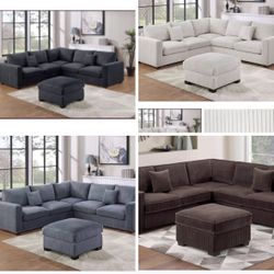 Sectional With Ottoman Set 99”x99”