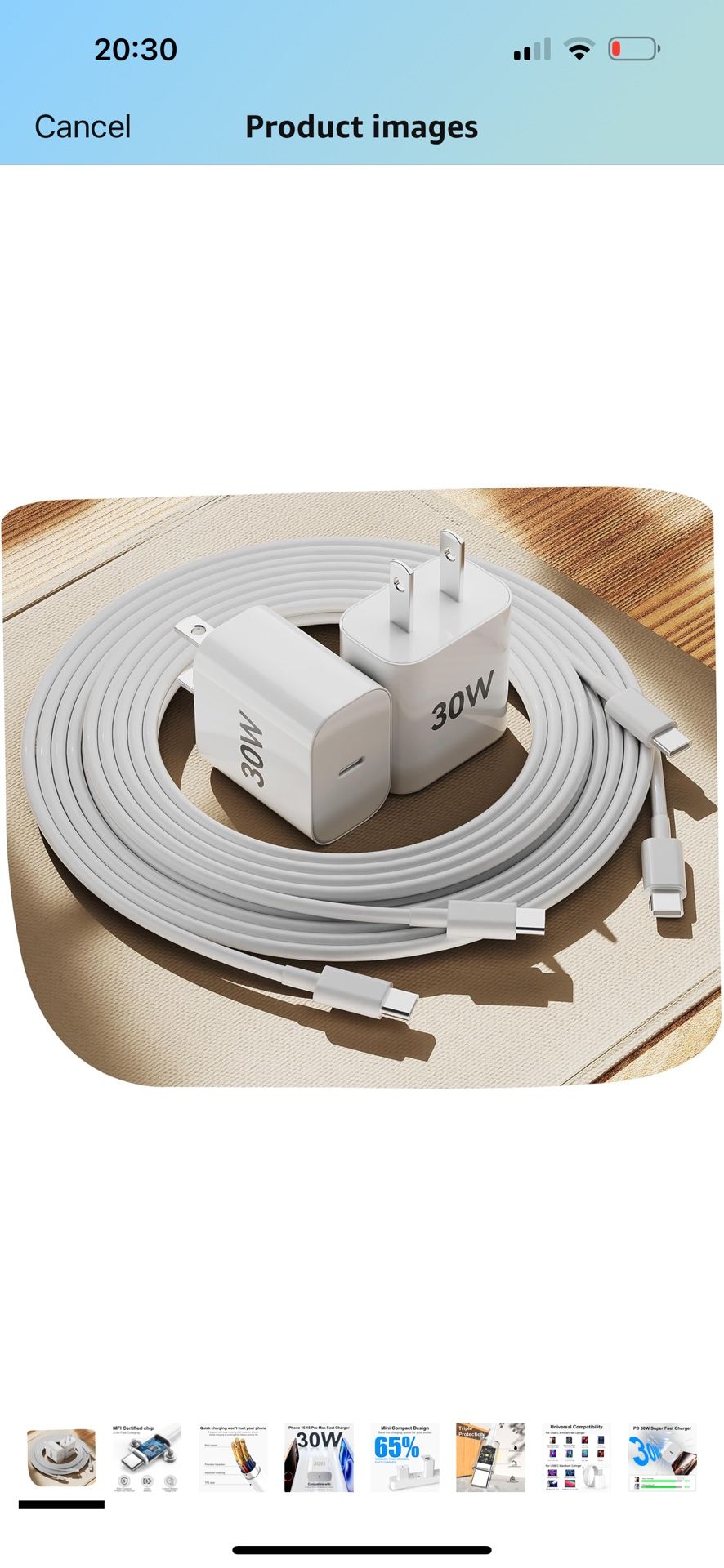 Brand New iPhone 16 15 Charger Fast Charging,30W USBC Charger Block with 6&10FT Long USB C Charging Cable Cord Compatible with iPhone 16/16 Pro Max/16